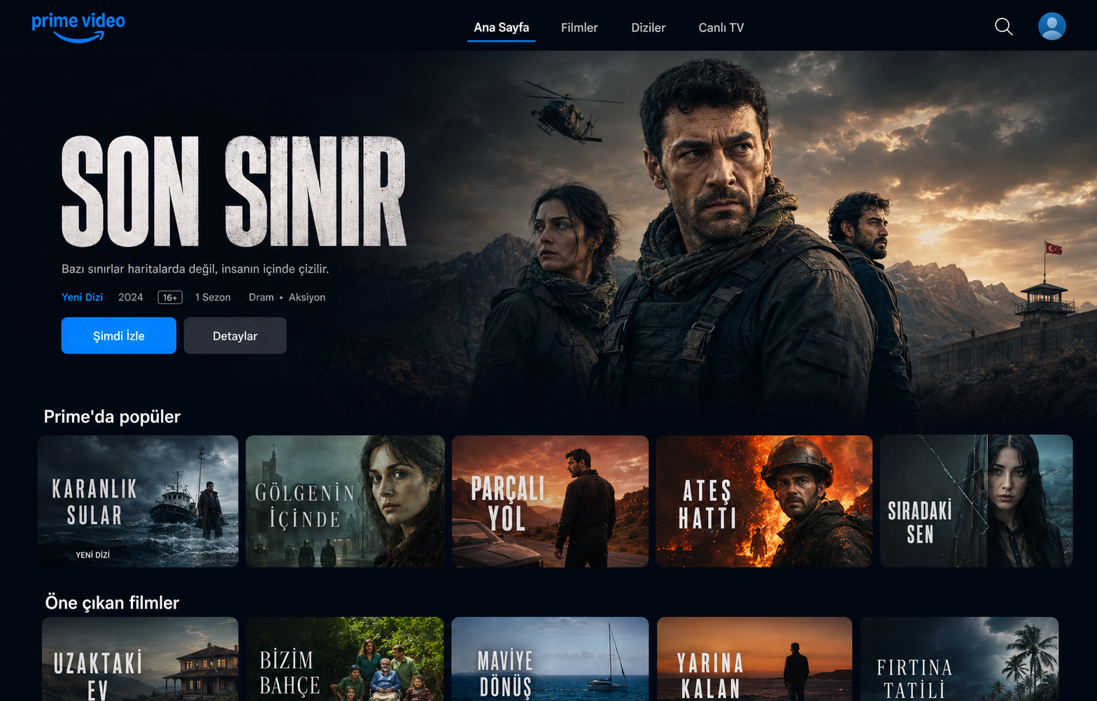 Prime Video ana sayfa ekranı